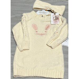 Jessica Simpson 12m sweater dress headband SET Easter Bunny Rabbit NWT embroider